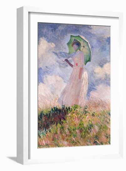 Woman with Parasol Turned to the Left, 1886-Claude Monet-Framed Giclee Print