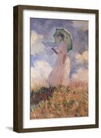 Woman with Parasol Turned to the Left (Suzanne Hoschedé), 1886-Claude Monet-Framed Giclee Print