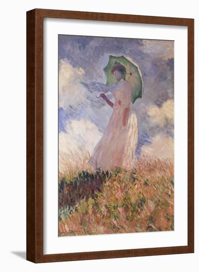 Woman with Parasol Turned to the Left (Suzanne Hoschedé), 1886-Claude Monet-Framed Giclee Print