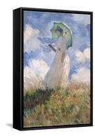 Woman with Parasol Turned to the Left-Claude Monet-Framed Stretched Canvas