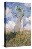 Woman with Parasol Turned to the Left-Claude Monet-Stretched Canvas