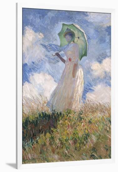 Woman with Parasol Turned to the Left-Claude Monet-Framed Art Print