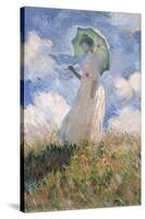 Woman with Parasol Turned to the Left-Claude Monet-Stretched Canvas