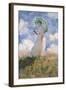 Woman with Parasol Turned to the Left-Claude Monet-Framed Art Print