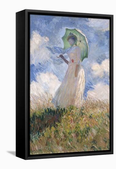 Woman with Parasol Turned to the Left-Claude Monet-Framed Stretched Canvas