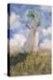 Woman with Parasol Turned to the Left-Claude Monet-Stretched Canvas