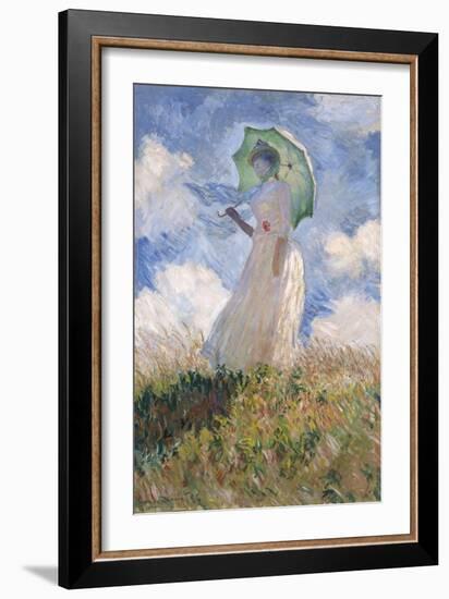 Woman with Parasol Turned to the Left-Claude Monet-Framed Art Print