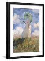 Woman with Parasol Turned to the Left-Claude Monet-Framed Art Print