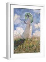 Woman with Parasol Turned to the Left-Claude Monet-Framed Art Print