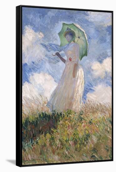 Woman with Parasol Turned to the Left-Claude Monet-Framed Stretched Canvas