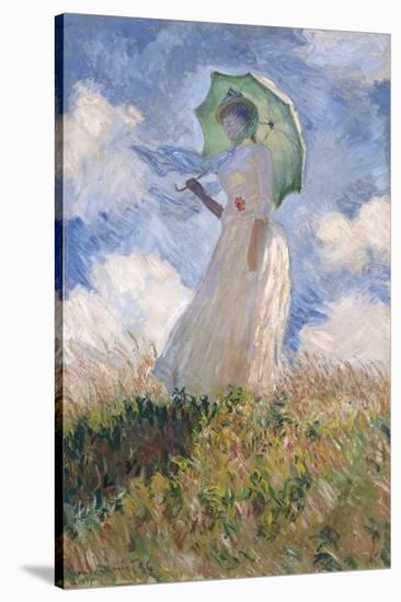 Woman with Parasol Turned to the Left-Claude Monet-Stretched Canvas