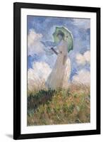 Woman with Parasol Turned to the Left-Claude Monet-Framed Art Print