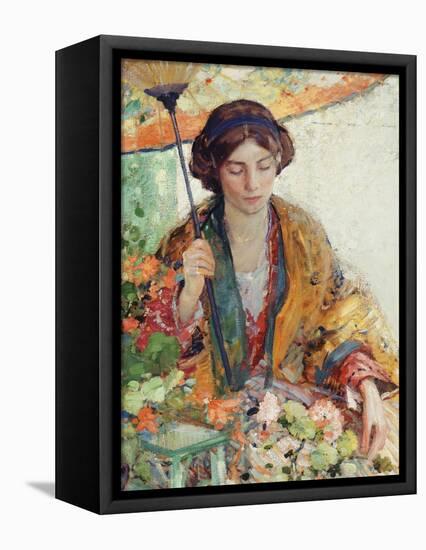 Woman with Parasol-Richard Edward Miller-Framed Stretched Canvas