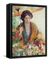 Woman with Parasol-Richard Edward Miller-Framed Stretched Canvas