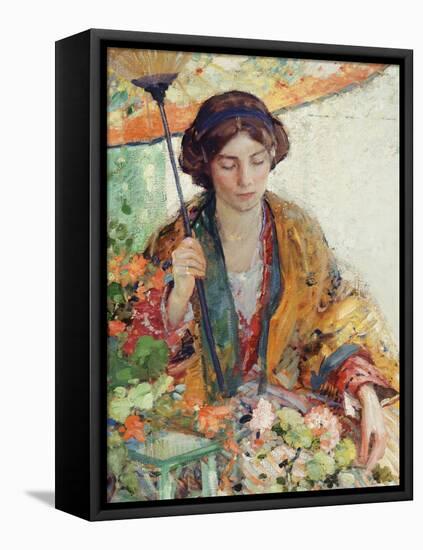 Woman with Parasol-Richard Edward Miller-Framed Stretched Canvas