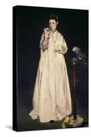 Woman with Parrot 1866-Edouard Manet-Stretched Canvas