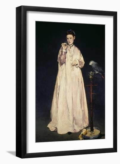 Woman with Parrot 1866-Edouard Manet-Framed Giclee Print