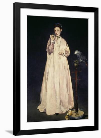 Woman with Parrot 1866-Edouard Manet-Framed Giclee Print