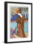 Woman with Peacocks-Alphonse Mucha-Framed Art Print