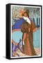 Woman with Peacocks-Alphonse Mucha-Framed Stretched Canvas