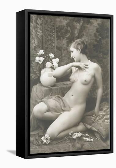 Woman with Pearls and Vase-null-Framed Stretched Canvas