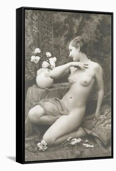 Woman with Pearls and Vase-null-Framed Stretched Canvas