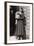 Woman with Pekingese Dog Outside a House-null-Framed Photographic Print