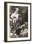 Woman with Pekingese Dogs and Puppies in a Garden-null-Framed Premium Photographic Print