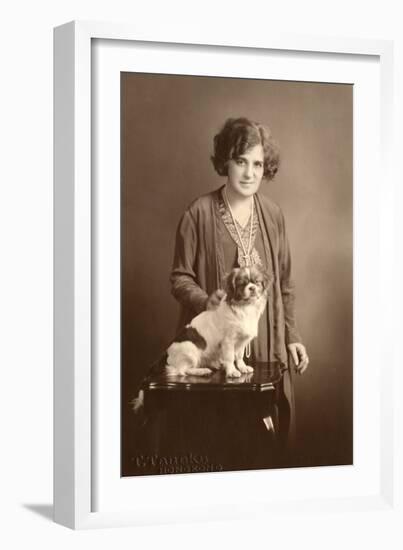 Woman with Pekingese-null-Framed Photographic Print