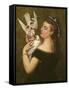 Woman with Pigeons (Oil on Canvas)-Gustave Courbet-Framed Stretched Canvas