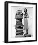 Woman With Pile Of Large Books-null-Framed Art Print