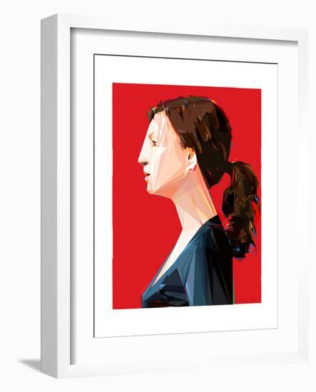 Woman with Ponytail-Enrico Varrasso-Framed Art Print