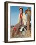 Woman with Rifle, Dog and Pheasant-null-Framed Art Print