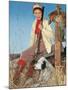 Woman with Rifle, Dog and Pheasant-null-Mounted Art Print