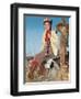 Woman with Rifle, Dog and Pheasant-null-Framed Art Print