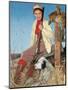 Woman with Rifle, Dog and Pheasant-null-Mounted Art Print