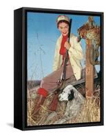 Woman with Rifle, Dog and Pheasant-null-Framed Stretched Canvas