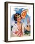 "Woman with Signal Flag,"July 7, 1928-Bradshaw Crandall-Framed Giclee Print