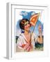 "Woman with Signal Flag,"July 7, 1928-Bradshaw Crandall-Framed Giclee Print