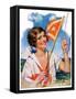 "Woman with Signal Flag,"July 7, 1928-Bradshaw Crandall-Framed Stretched Canvas