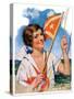 "Woman with Signal Flag,"July 7, 1928-Bradshaw Crandall-Stretched Canvas