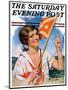 "Woman with Signal Flag," Saturday Evening Post Cover, July 7, 1928-Bradshaw Crandall-Mounted Giclee Print