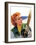 "Woman with Snow Skis,"March 2, 1935-Bradshaw Crandall-Framed Giclee Print