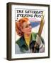 "Woman with Snow Skis," Saturday Evening Post Cover, March 2, 1935-Bradshaw Crandall-Framed Giclee Print