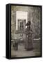 Woman with Spaniel Dog Outside a House-null-Framed Stretched Canvas