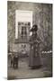 Woman with Spaniel Dog Outside a House-null-Mounted Photographic Print