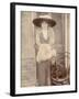 Woman with Spaniel Dog Outside a House-null-Framed Photographic Print