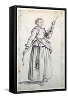 Woman with Spindle-Jacques Callot-Framed Stretched Canvas