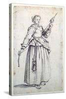 Woman with Spindle-Jacques Callot-Stretched Canvas