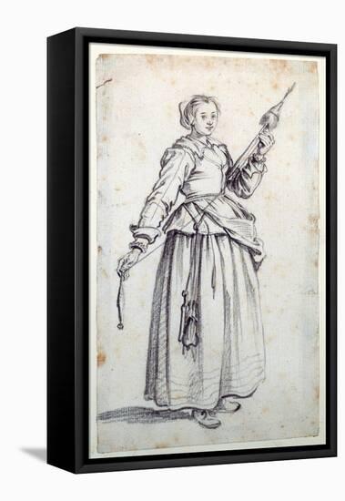 Woman with Spindle-Jacques Callot-Framed Stretched Canvas